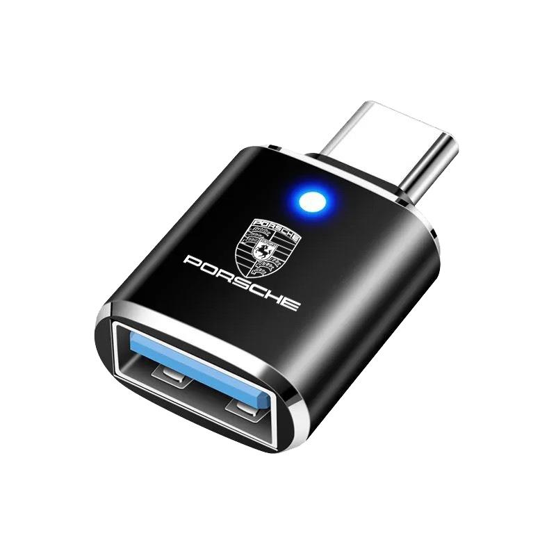Car Type C To USB Adapter laptop U Disk Micro USB For Porsche Cayenne Macan 911 Boxster Cayman Panamera 718 Auto Accessories