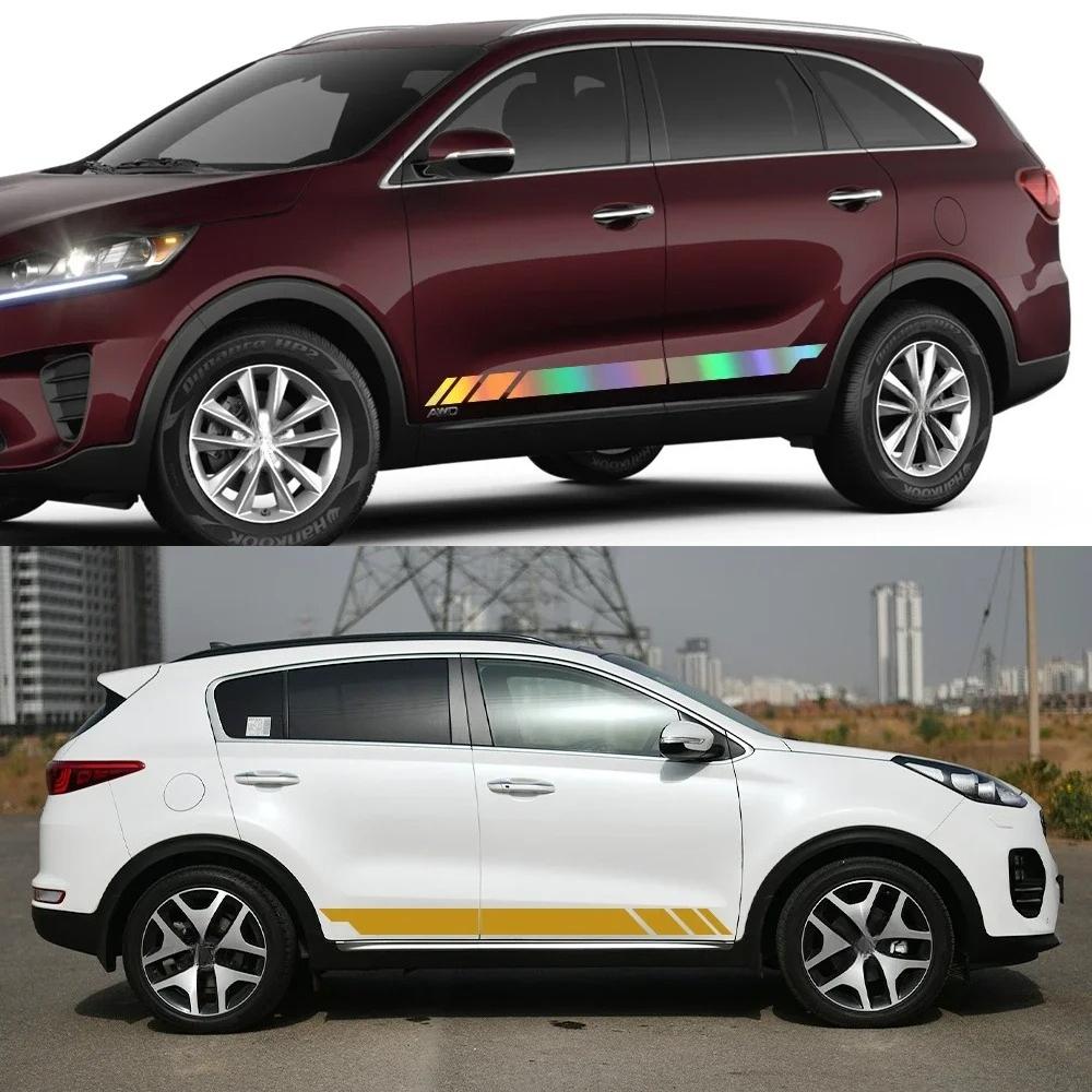 2PCS Car Stickers For Kia Sorento R 1 2 4 BL UM XM MQ4 Auto Tuning Accessories Side Strips Styling Vinyl Graphics Decor Decal