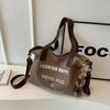 Canvas Tote Bag Womens Casual Large Capacity Shoulder Handbag For School And Daily Use