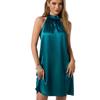 Damen Ärmelloses Satin Kleid Frühling/Sommer Neckholder Midikleid