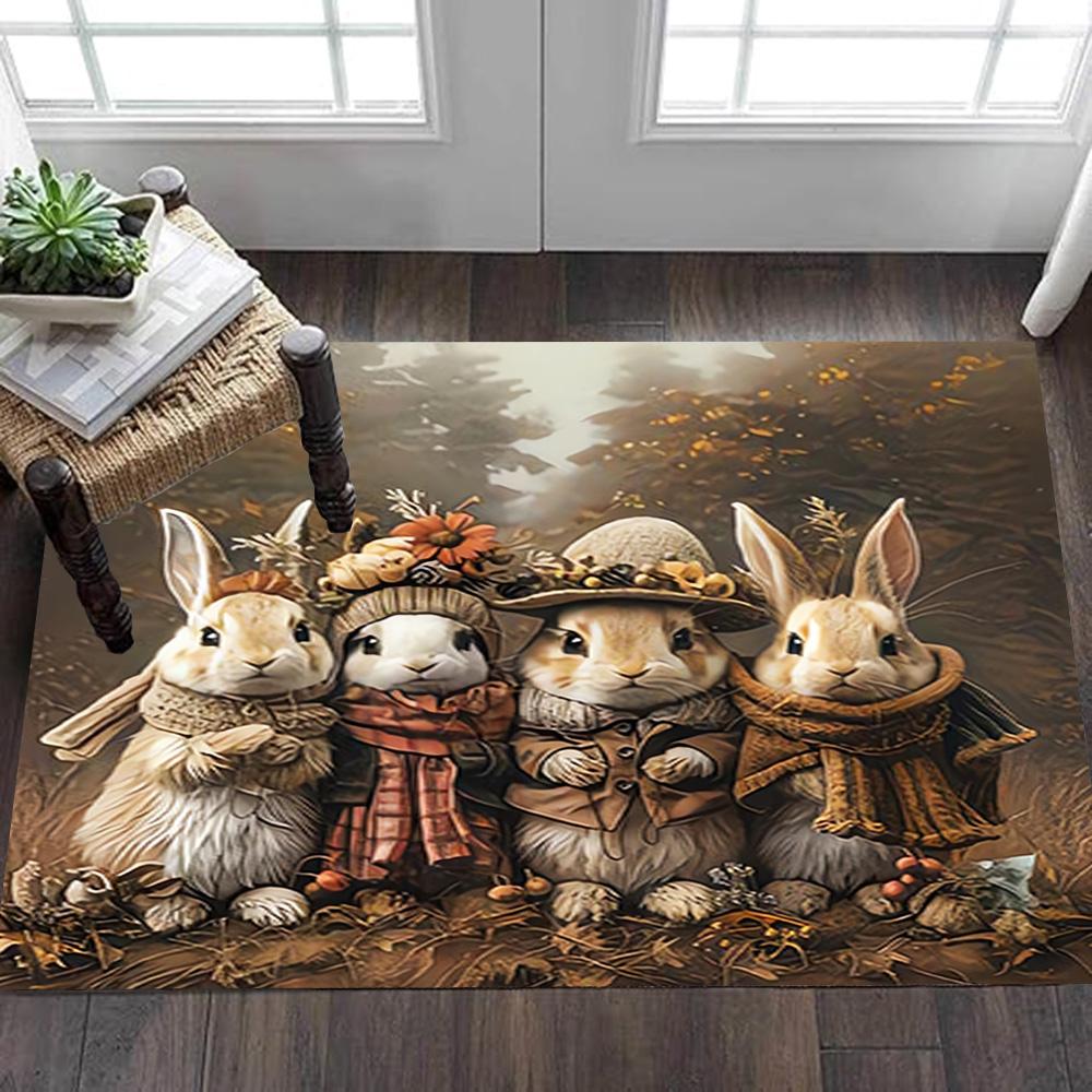 Easter Bunny Decorations Set Decoration,Carpet,Living Room,Bedroom, Non-slip,Square rug