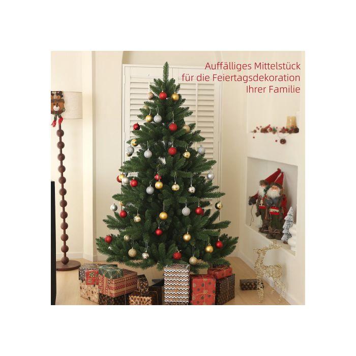 HOMCOM Sapin de Noël artificiel, 180 cm, 880 pointes, pied en acier pliable, ignifuge, pour décoration de Noël, intérieur, vert
