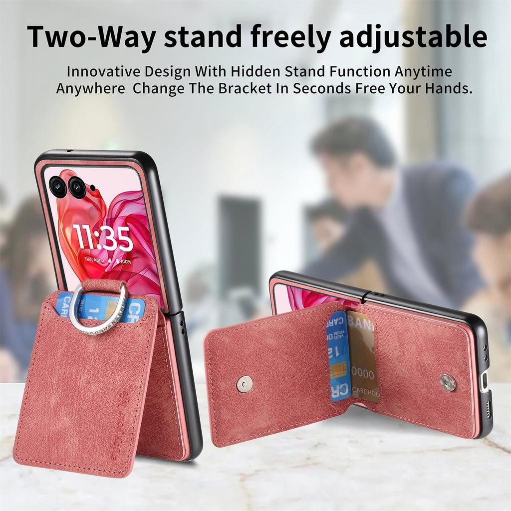 Vertical Cards Solt Wallet Leather Case For Motorola Moto Razr 50 Ultra 40uLTRA 40 Ring Holder Bag Stand Retro Bag Pocket Cover