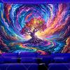Tree Of Life Blacklight Tapestry UV Reactive Galaxy Sky Landscape Black Light Tapestrys Aesthetic Wall Art Neon Backdrops