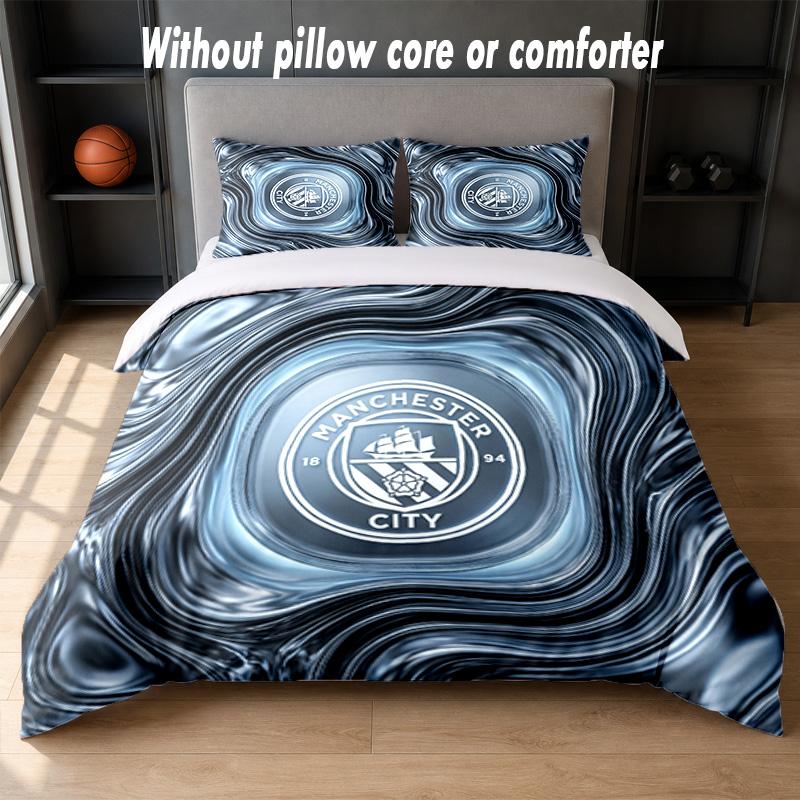Manchester City Design Bed Bedding Set 1 Duvet Cover + 2 Pillowcases Soft Breathable Household Bed Linens