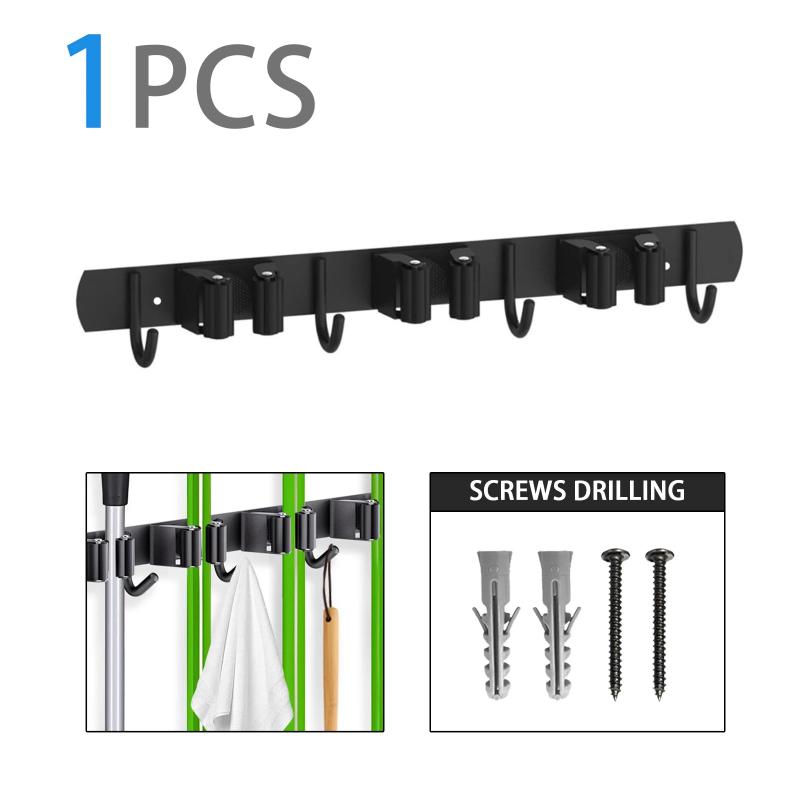 Mop Holder Wall Mount No Drill Self Adhesive Waterproof Storage Hanger for Bathroom Kitchen Garage  Organizer A2