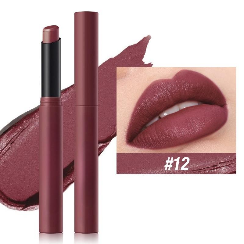 

Matte Lipstick Non-Stick Cup Long-Lasting Velvet Finish Lipstick Pen Smooth Matte Lip Color Waterproof Non-Fading 12 Colors Nude