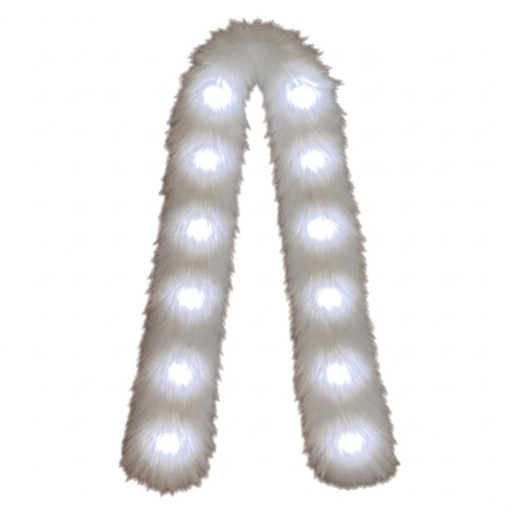 White Plush LED Flash Scarf Light Up Christmas Decoration Shining Luminous Glowing Scarf Rave