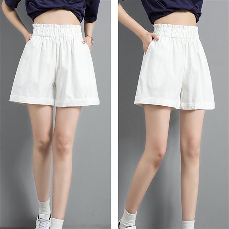 Summer Chiffon Korean High waist Ladies Shorts Women Flower Bud Vintage Harajuka Short Feminino Casual Elastic Wide Leg shorts