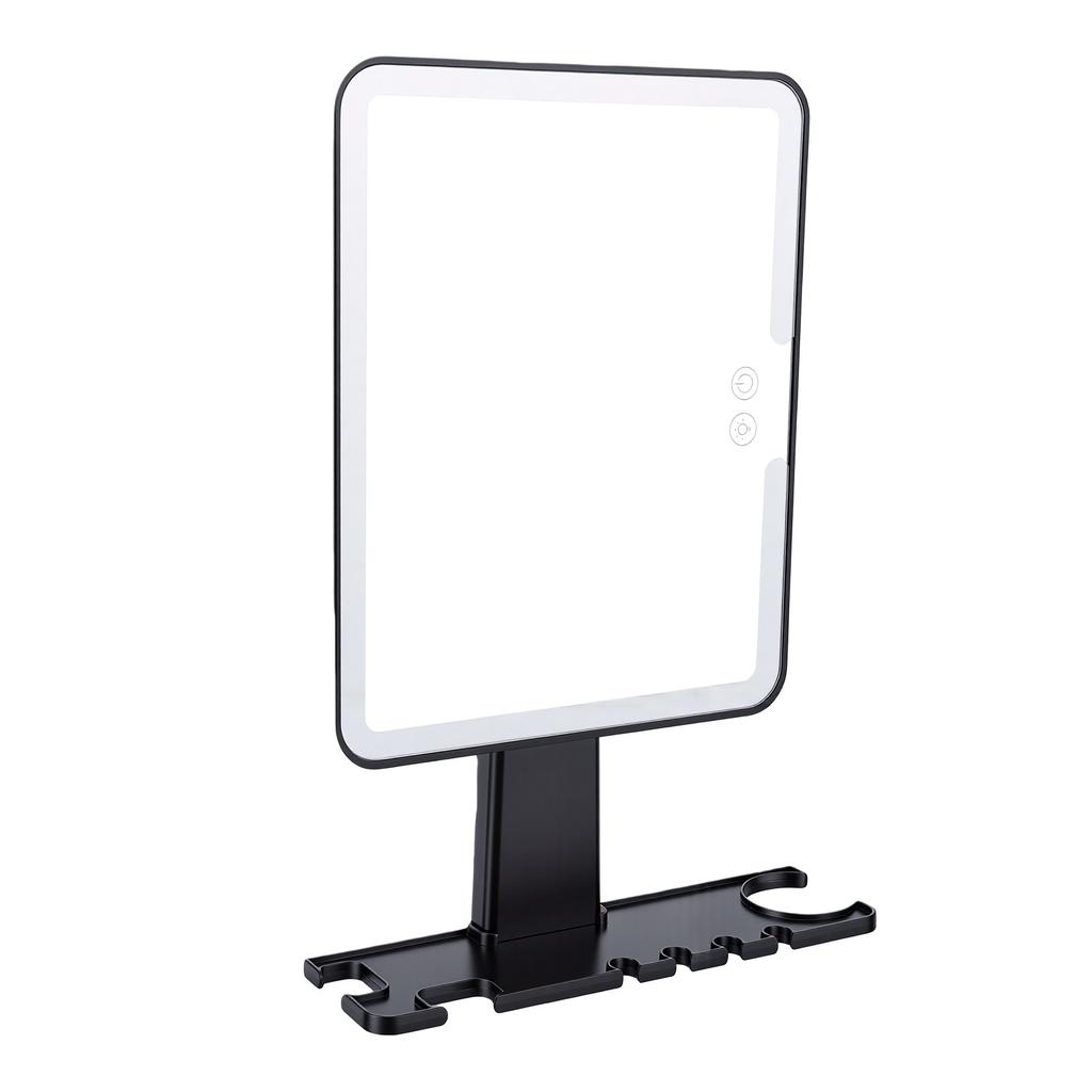 Shower Mirror Touch Control 3 Color Lights No Drilling Installation Water Proof Fogless Shower Mirror for Bathroom Black