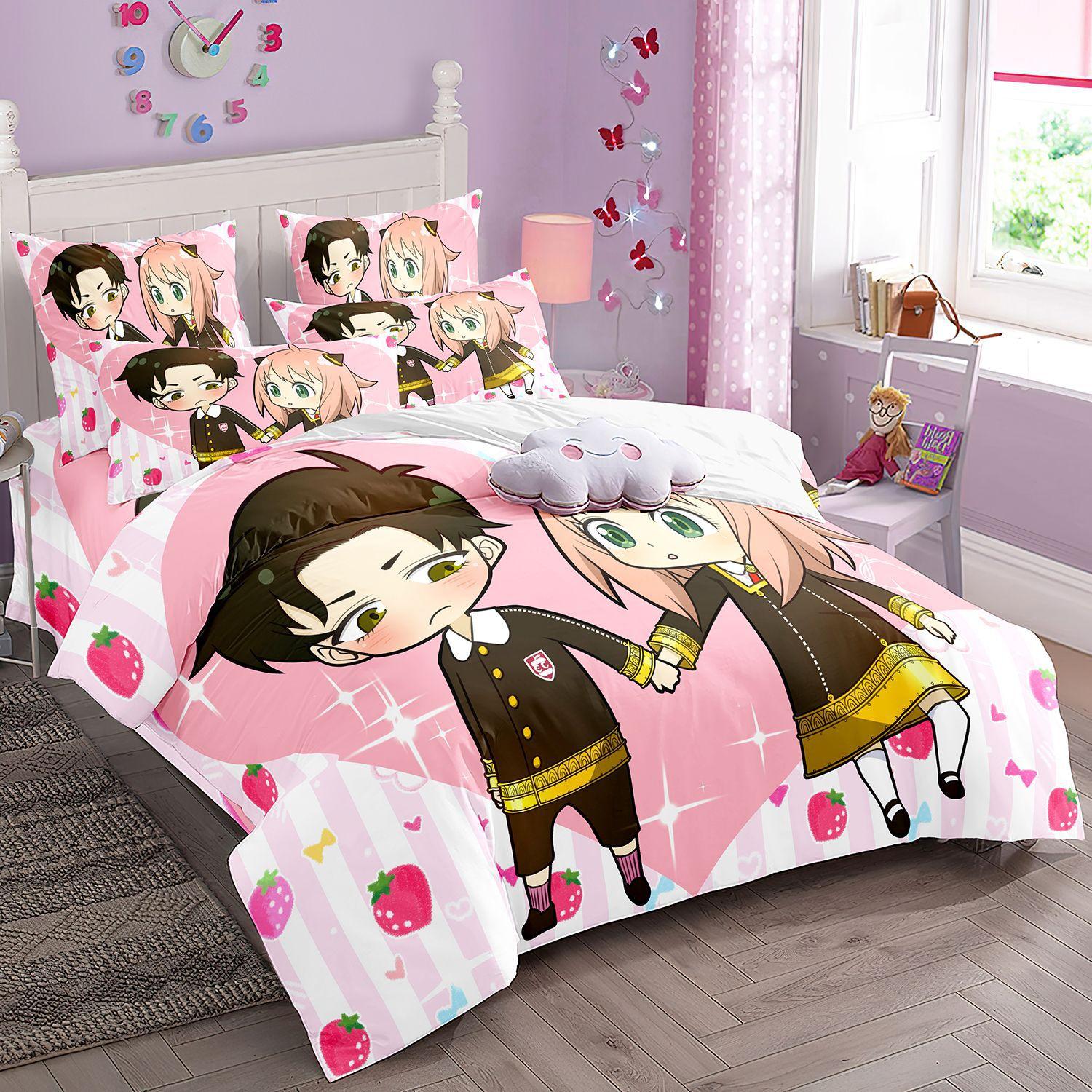 

Comforter Kawaii Loid Forger Anya Anime Spy X Family Bedding Set Girls Boy Kid Set Set Comforter (quilt)-EU Single(135*200cm)3pcs