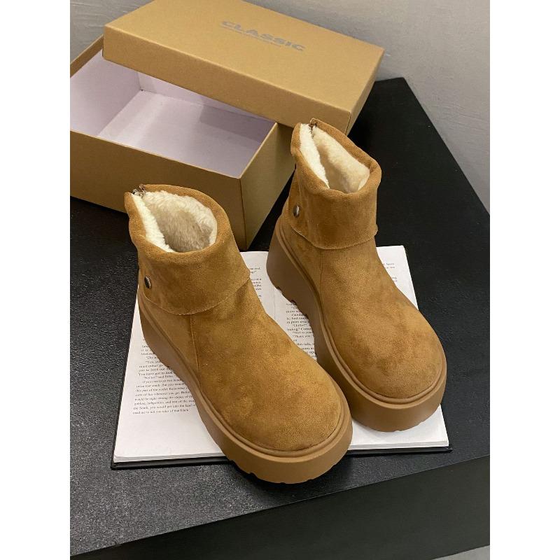 

Women s Lightweight Platform Winter Boots with Thick Soles, Warm Fleece Lining, Slip-Resistant, Durable, Casual Cotton Boots 35