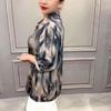 Vintage Printed 3/4 Sleeve Shirt Commute Spring Summer New Turn-down Collar Women's Clothing Casual Single-breasted Loose Blouse