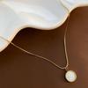 18K Gold Titanium Steel Necklace with White Mother-of-Pearl Pendant - Trendy, Minimalist French Design
