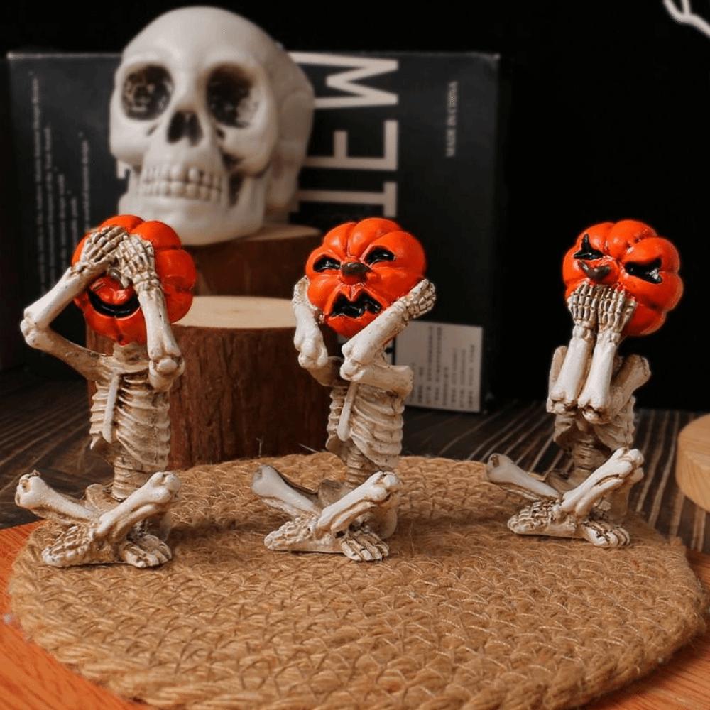 3Pcs/Set Resin Craft Meditation Yoga Skeleton Statue Skeleton Desktop Decoration  Entryway Decor