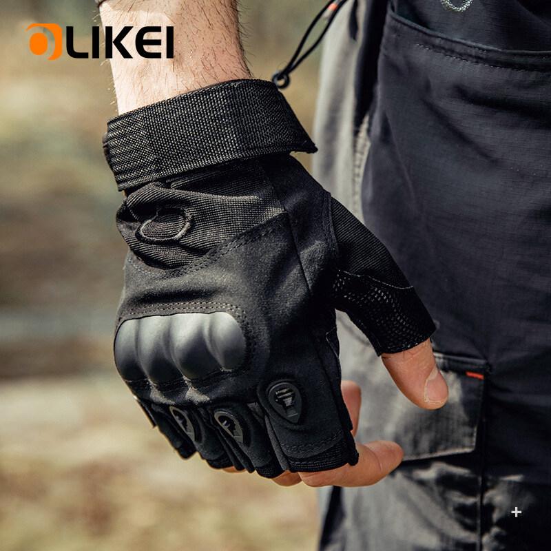 OLIKEI Half Finger Tactical Gloves for Men Hard Shell Military Gloves Anti-slip Wear-resistant Outdoor Climbing Gloves Motorcycle Cycling Gloves