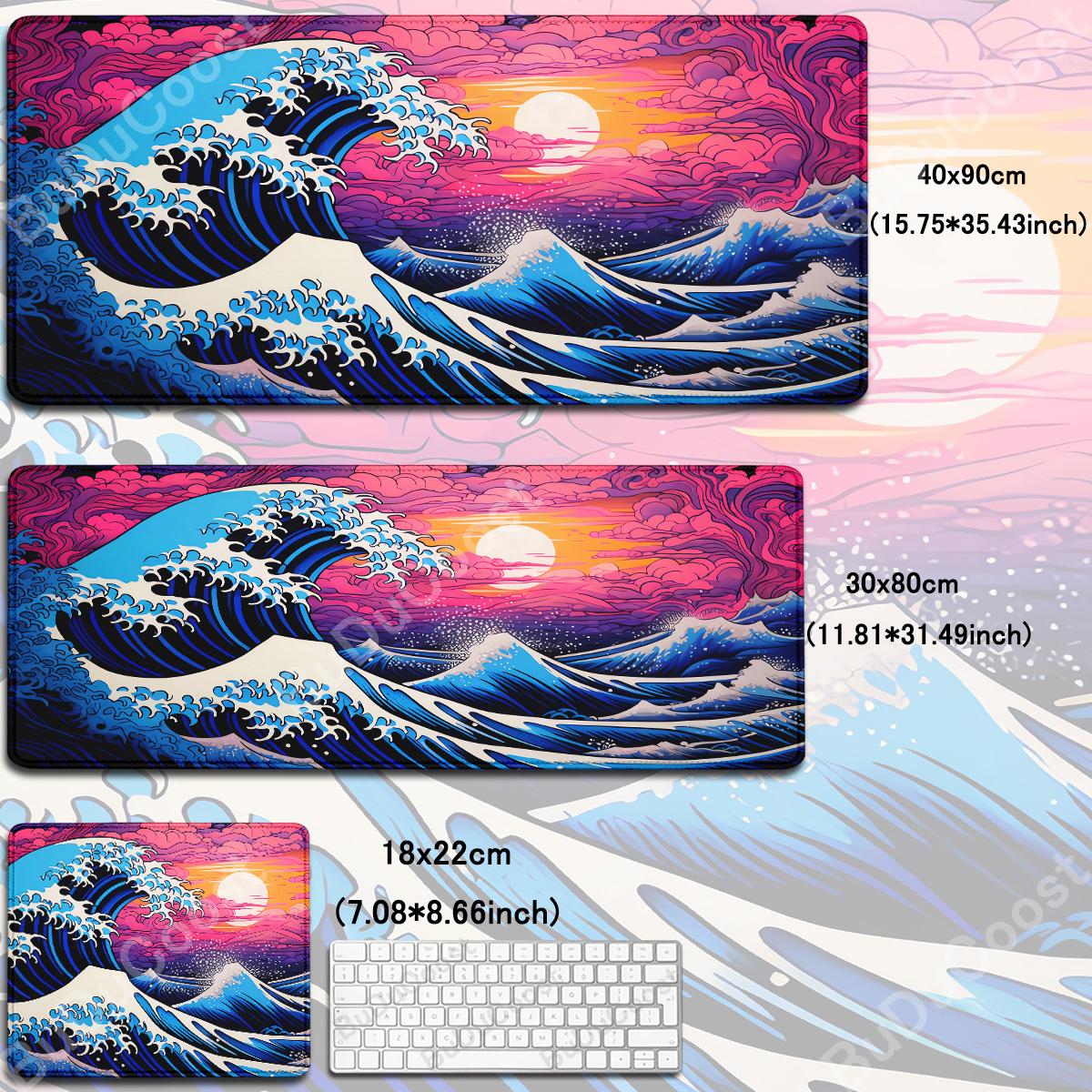 

Gaming Rubber Nonslip Keyboard Mouse Pad Xxl Laptop Deskmat Art Design Japan The Great Wave of Kanagawa Large Lock Edge Mousepad Small180x220x2mm