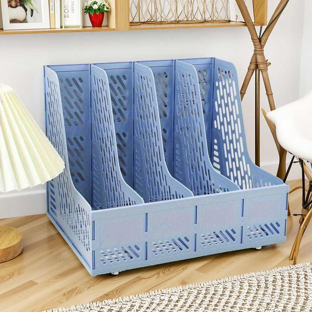 Splicable Plastic Desktop File Rack Vertical A4 Document Holder Multi-grid Magazine Organizer Office Stationery Storage
