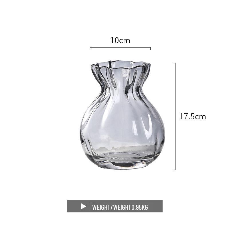 Nordic Cone-Shaped Transparent Glass Vase for Lucky Bamboo and Flowers