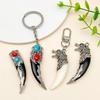 Retro Ethnic Wolf Tooth Pendant Earrings & Necklace with Tibetan Silver Resin Inlay