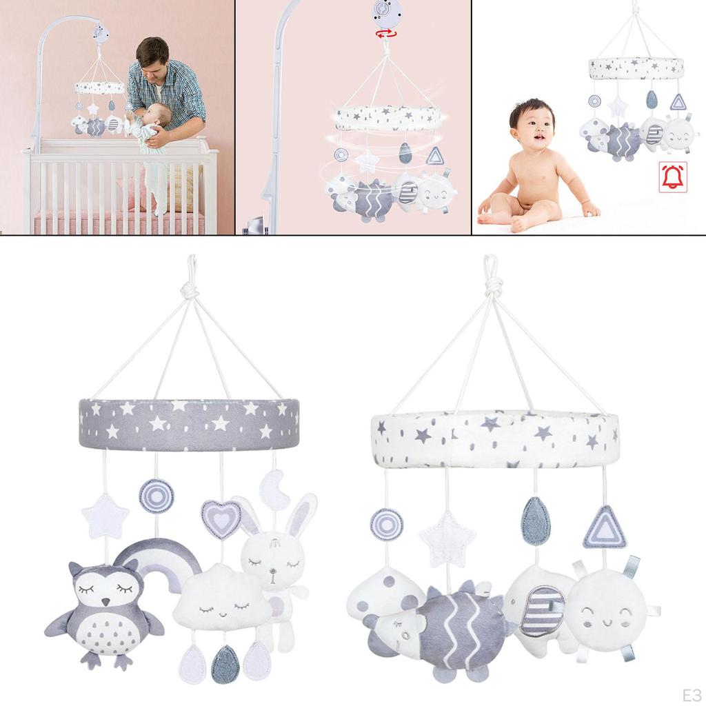 Baby Crib Plush Animal Pendant Bed Bell Toy Newborn Rattles Mobile for Ages + Months Boy and