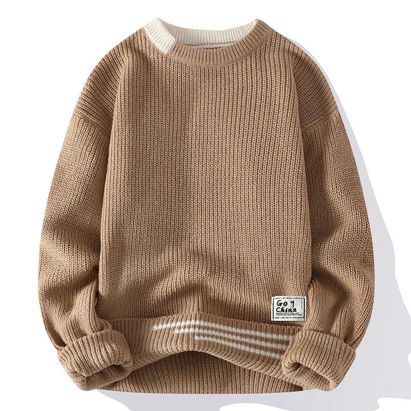 Retro Style Men's Thick Knit Round Neck Sweater for Cross-Border Trade