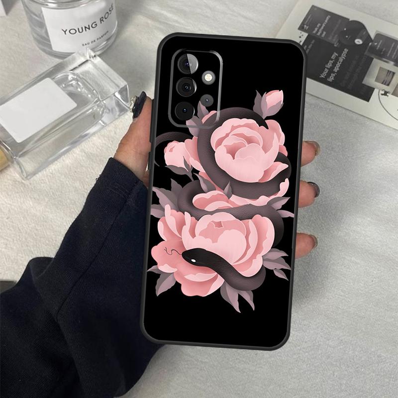 Snake Flower Case For Samsung Galaxy A06 A16 A26 A36 A56 A53 A32 A52 A33 A13 A55 A35 A15 A14 A34 A54 A17