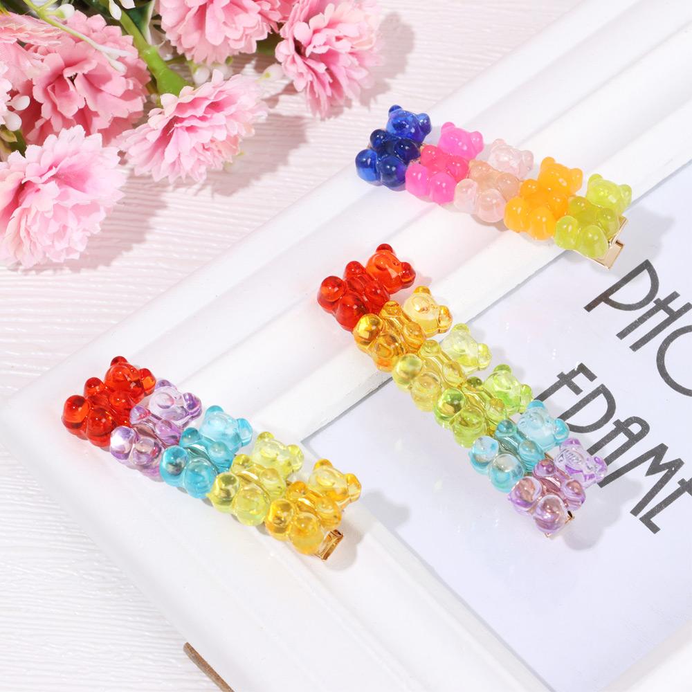 Hair Accessories Girls Women Duckbill Candy Color Colorful Hair Clip Barrette Jelly Bear Hairpin