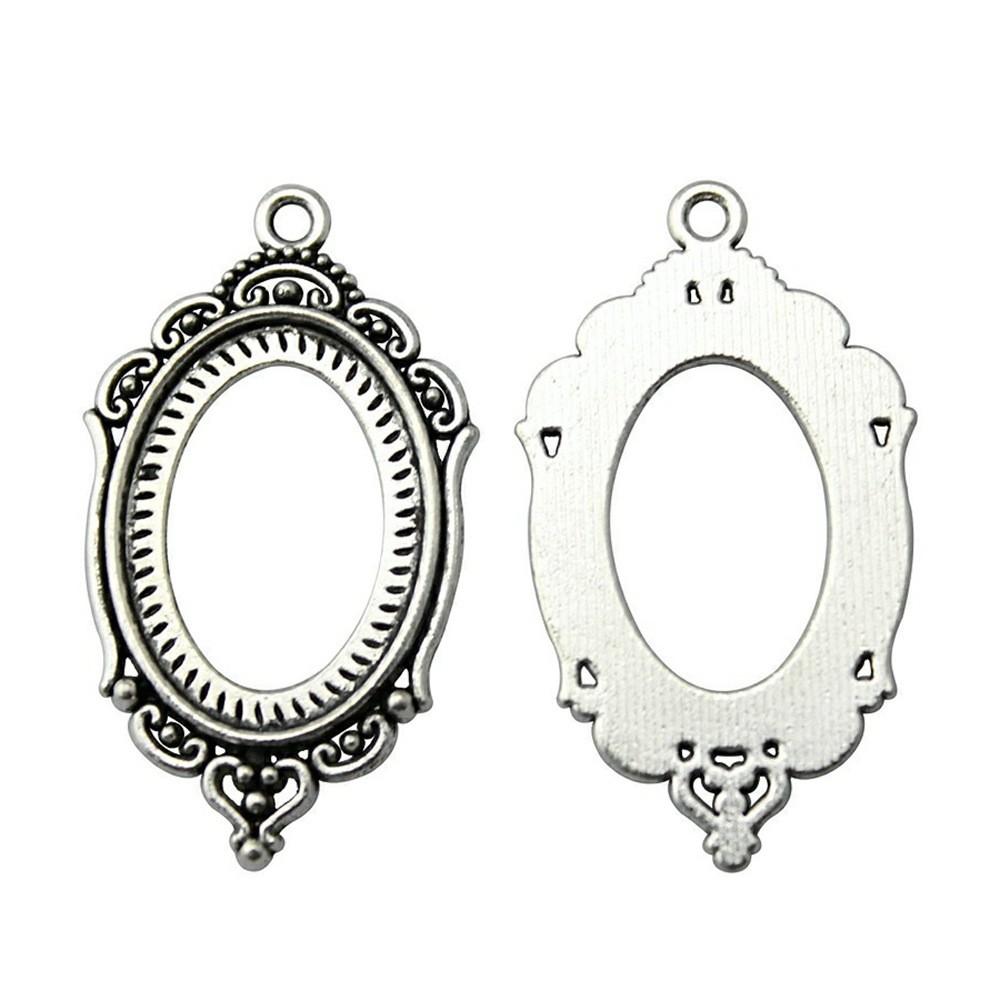 Oval Bezel Pendant Setting With Bail Fit 18x25mm Cabochon Blank Bases Tray