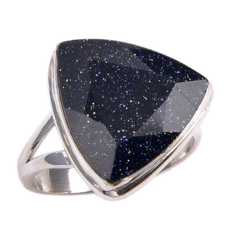 Natural Blue Sunstone Gemstone 925 Solid Sterling Silver Jewelry Ring S.6.5 g5k42