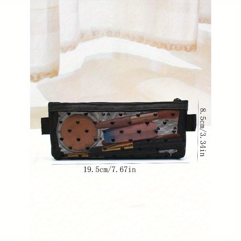 1PC Black Mesh Love Transparent Makeup Brush Lipstick Makeup Storage Bag Makeup Travel Toiletry Organizer Clear Essentials Gifts Storage