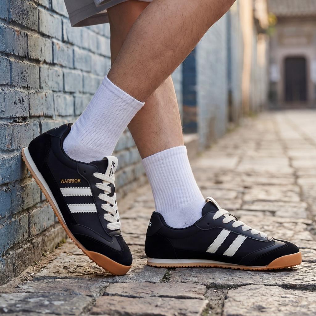 Warrior Training Fabric Flat Lightweight Breathable Non-Slip Low-Top Casual Shoes Men sneaker Black Brown 476102