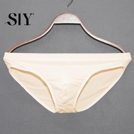 High Elasticity Men Briefs Low-rise Slim Fit Underwear Solid Comfortable Color Ice Silk Transparent Panties Summer Ultra-thin Lightweight