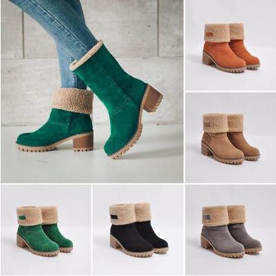 Women's Shoes Snow Boots Ladies Winter Flock Warm Boots Ankle Boots Short Bootie Slip-On Outside Shoes Botas