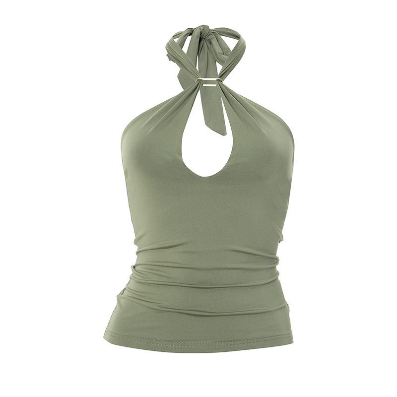 Fashion Sexy Halter Backless Camisole For Women Slim Black White Female Clothes Women's Sleeveless Tank Top
