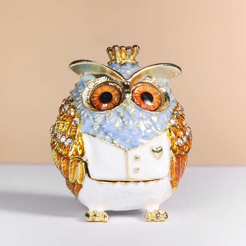 Owl Jewelry Box, Mini Jewelry Storage Box, Portable Travel Earrings, Necklace and Ring Organizer, Alloy Jewelry Display Box