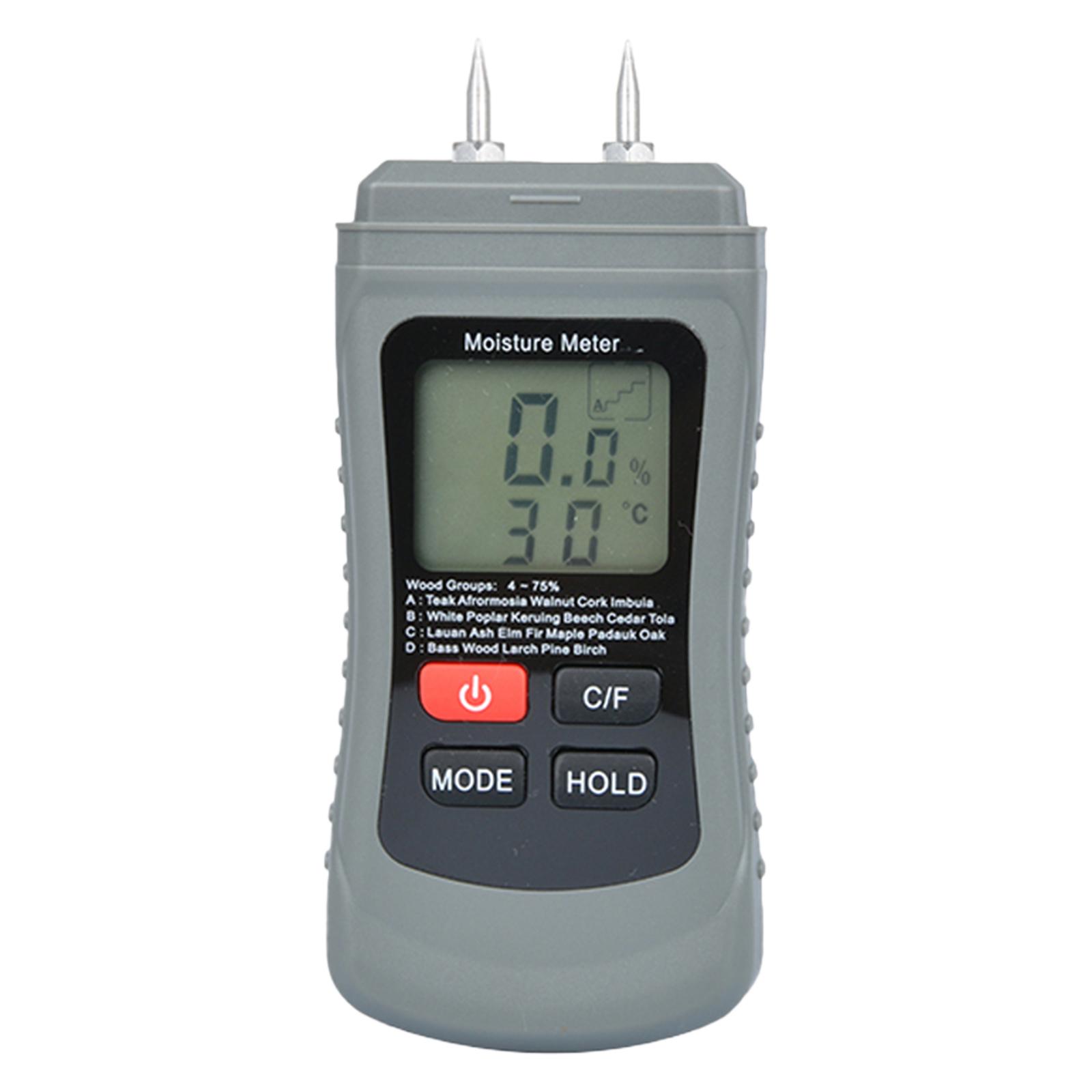 

Digital Wood Moisture Meter Professional Timber Damp Tester Two Pins Handheld Hygrometer Lumber Detector with HD LCD Display темно серый