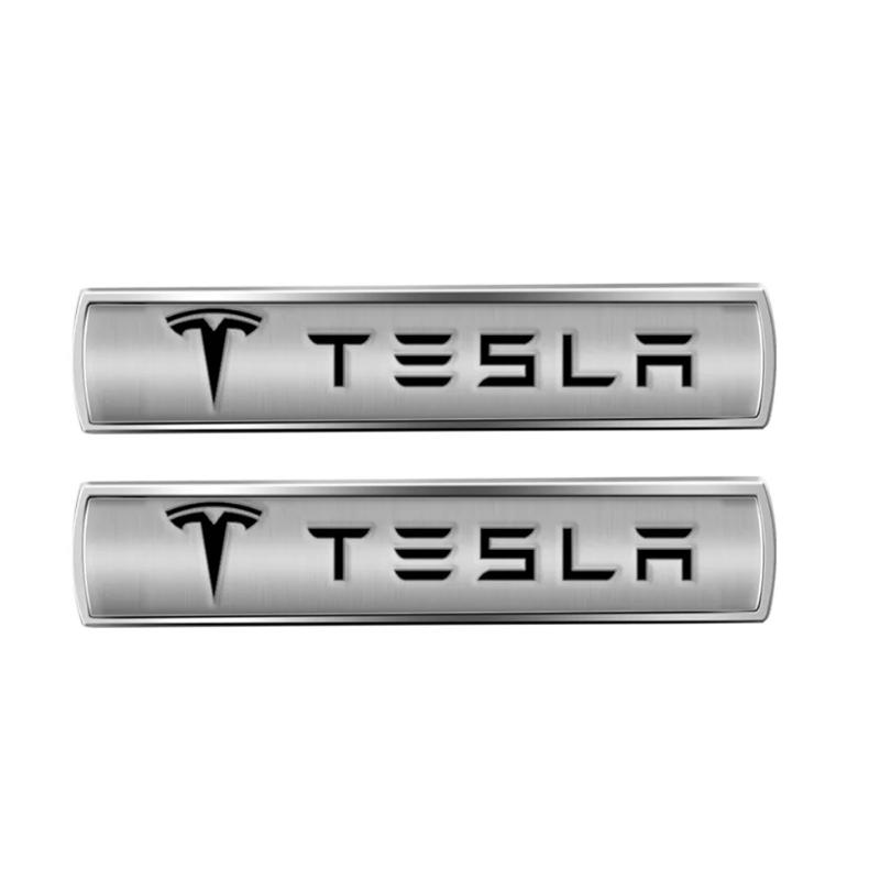 

2Pcs Tesla Car Logo Badge 3D Metal Trunk Side Window Body Sticker Decals For Model 3 Model Y Model X S Auto Decorative Accessory For Tesla
