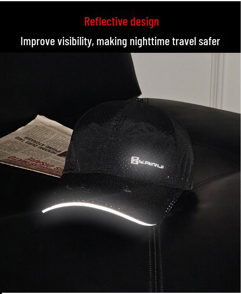 Men's Mesh Quick-Dry Baseball Cap - Breathable Sun Protection with Reflective Sandwich Brim Duckbill Hat.