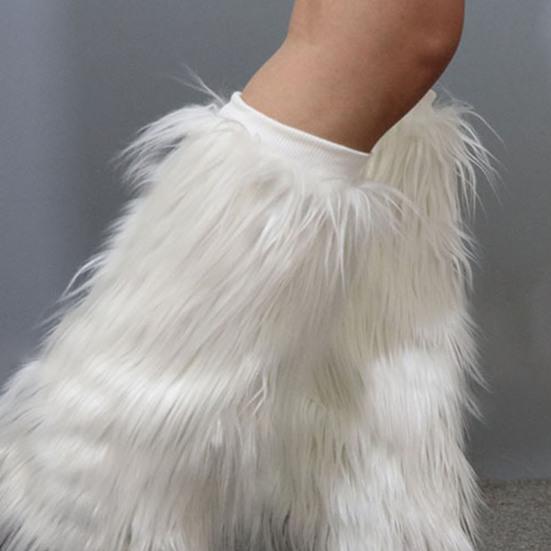 1 Pair Faux Fur Leg Warmers Light Women with Stage Performance High Tube