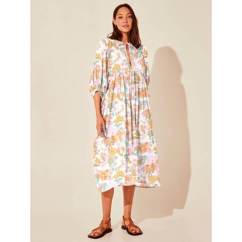 Vestido de Verano Floral con Corte Holgado y Cinturón de Lazo para Mujeres Casual