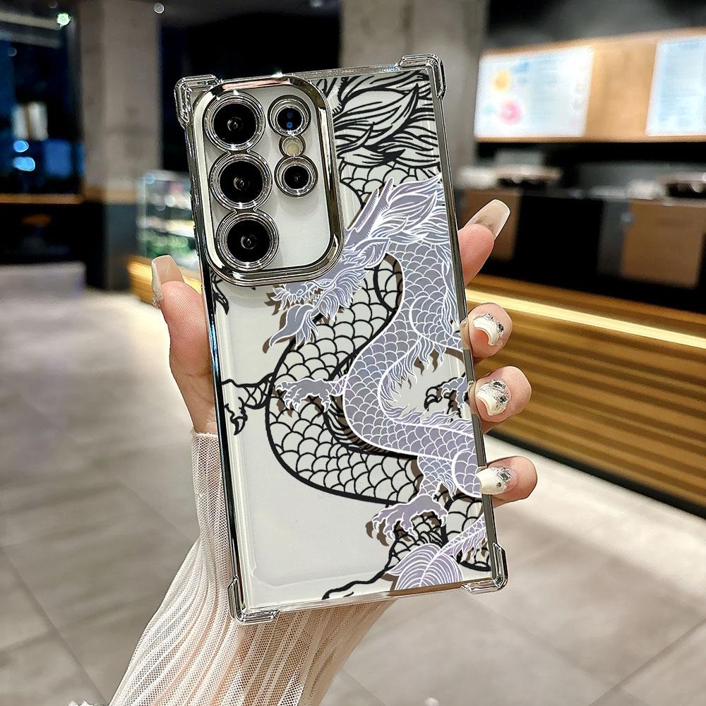 Fashion Dragon Tattoo Art Funda For Samsung S26Ultra Phone Case For Galaxy S25 FE S26 S24 S23 S22 S21 Ultra S20 Plus Clear Cover