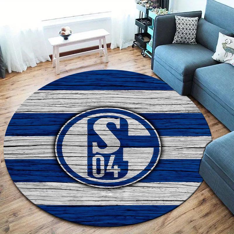 FC Schalke 04 Round Area Rug,Carpet Rug for Living Room Bedroom Sofa Playroom Decor,Non-slip Floor Mat