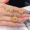 Flash Ice Flower Cut Sugar Cube Set Necklace High Carbon Diamond Pendant Yellow Diamond Ring Luxury Full Diamond Color Treasure Earrings Women