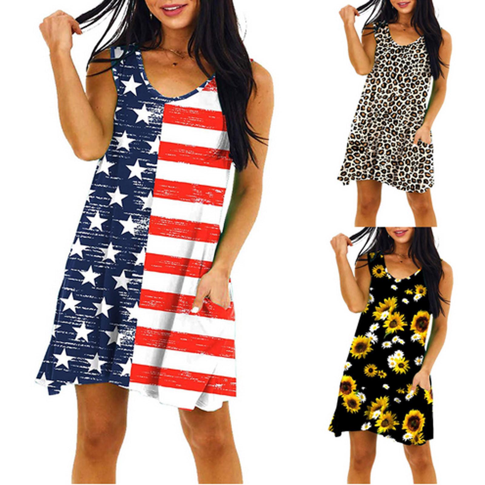 

Модное женское весеннее, летнее и повседневное платье без рукавов с v-образным вырезом и принтом