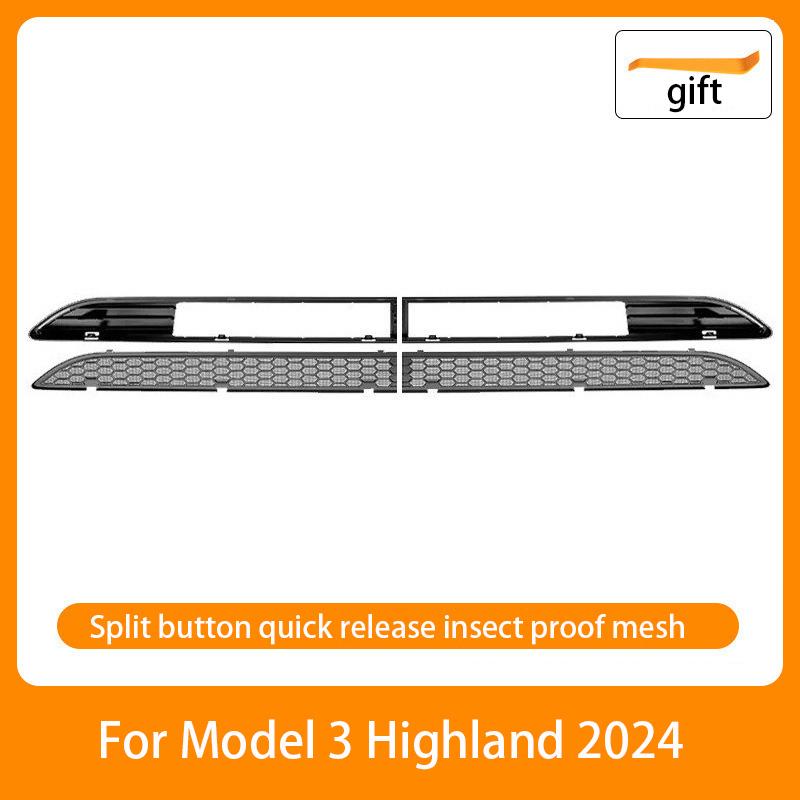 For Tesla Model 3 Highland 2024 Front Bumper Grill Mesh Air Inlet Vent Cover Grille Guards Protector Anti-insect Net Accessories
