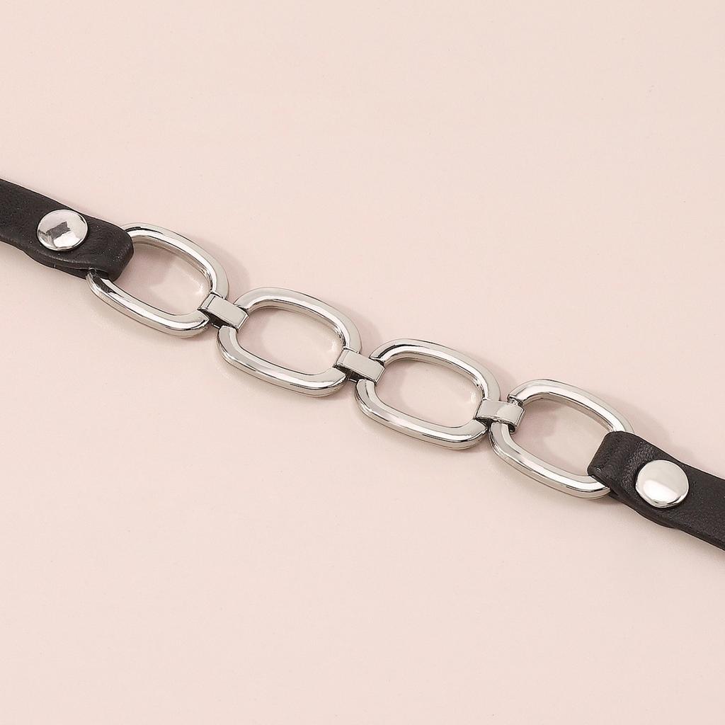 Women European Trend Choker Exaggerated Leather Chain Splice Necklace Harajuku Punk Bracelet For Women