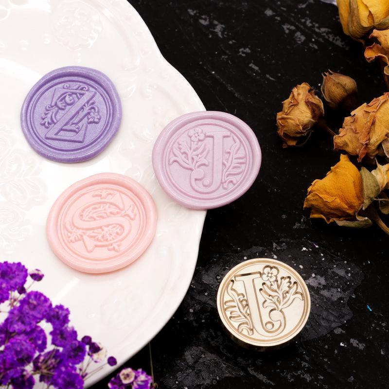 Wax Seal Stamp Head with 26 A-Z Letter Patterns - Retro Copper Design for Envelopes