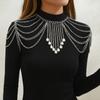 Collana a Spalla in Metallo e Strass Multi-strato con Frange Catena da Spalla da Donna Gioiello Facile da Indossare Catena per Corpo da Spalla