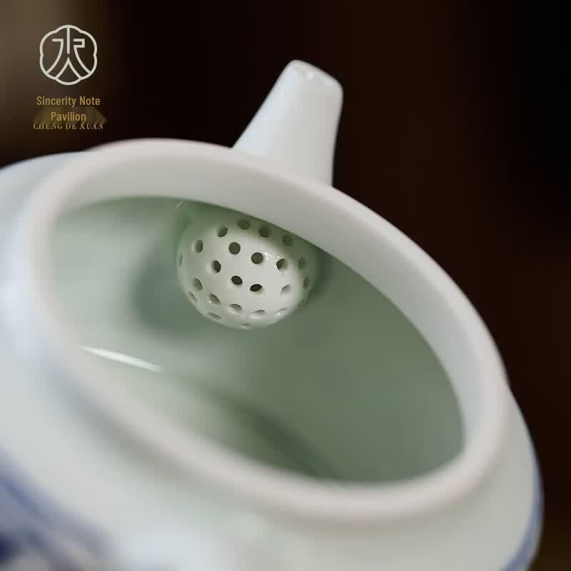 Classic Jingdezhen Blue & White Stoneware Teapot with Filter